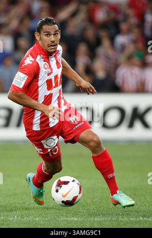 1. März 2014: Melbourne, Victoria, Australien - David WILLIAMS of the Heart kontrolliert den Ball im 21. Runde Spiel zwischen Melbourne Heart und Melbourne Victory in der Australian Hyundai A-League 2013-24 im AAMI Park, Melbourne, Australien. (Bild: © Sydney Low/ZUMAPRESS.com) Stockfoto