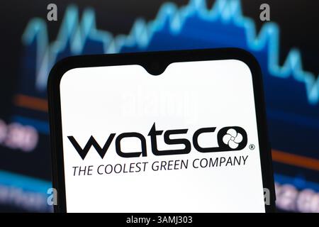 Kanada. April 2025. In dieser Abbildung wird das Watsco Logo auf einem Smartphone-Bildschirm angezeigt. Quelle: SOPA Images Limited/Alamy Live News Stockfoto