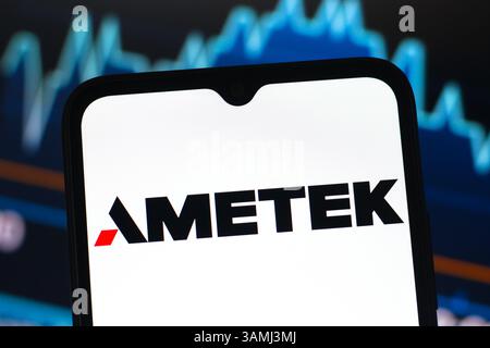 Kanada. April 2025. In dieser Abbildung wird das AMETEK-Logo auf einem Smartphone-Bildschirm angezeigt. (Foto von Thomas Fuller/SOPA Images/SIPA USA) *** ausschließlich für redaktionelle Nachrichten *** Credit: SIPA USA/Alamy Live News Stockfoto