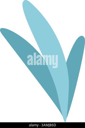 Flaches Blaues Blatt- Und Zweigdesign Stock Vektor