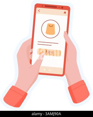 Aufkleber der Hand, die das Telefon hält Stock Vektor