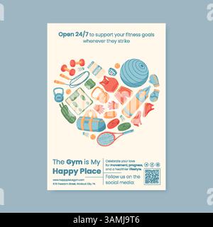 Minimal Fitness Und Gym Banner Stock Vektor