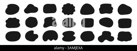 Runde Form-Set in organischer Form. Abstrakter Rahmen für flüssige organische Blob-Kurve im Hintergrund. Kritzeln Sie abstrakte Flüssigkeitstrümpfe, gewellte andere Form. Weicher Hintergrund mit rundem ovalem Muster. Vektorabbildung Stock Vektor