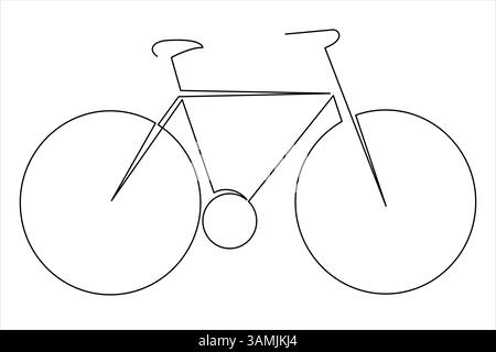 Fahrrad eine Linie Zeichnung minimalistische einfache Umrissvektor Illustration Stock Vektor