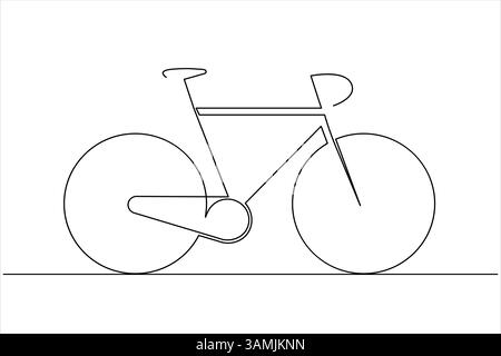 Fahrrad eine Linie Zeichnung minimalistische einfache Umrissvektor Illustration Stock Vektor