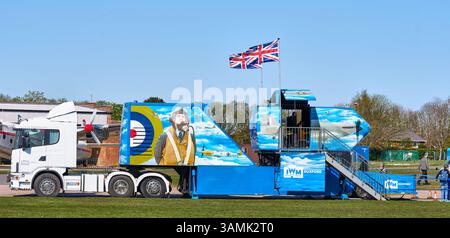 Dynamischer Motorsimulator im british Imperial war Museum, Duxford Airfield, England. Stockfoto
