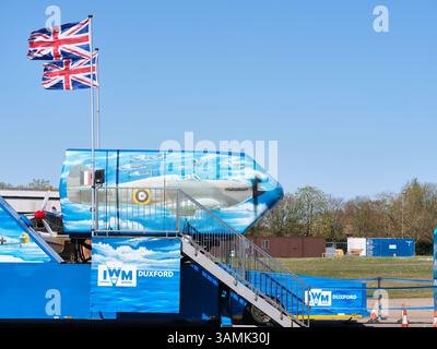 Dynamischer Motorsimulator im british Imperial war Museum, Duxford Airfield, England. Stockfoto