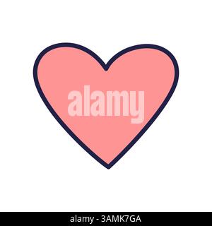 Rosafarbenes Herzsymbol. Vektorabbildung in abgewickelter Form. Valentinstag-Symbol. Liebes-Symbol. Handgezeichnetes Herz im Doodle-Stil. Love-Konzept. Stock Vektor