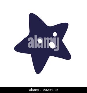 Blaues Sternsymbol. Handgezeichnetes Sternsymbol kritzeln. Vektorabbildung in abgewickelter Form. Stock Vektor