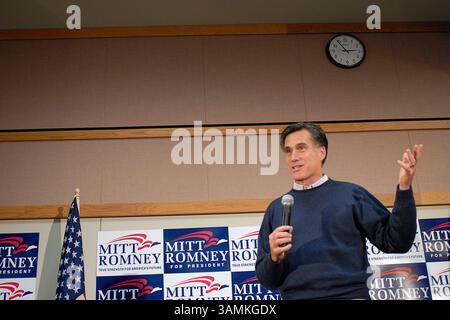 Mitt Romney, der durch Iowa kämpft. Stockfoto