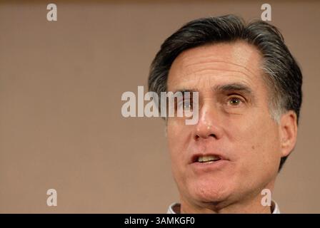 Mitt Romney, der durch Iowa kämpft. Stockfoto