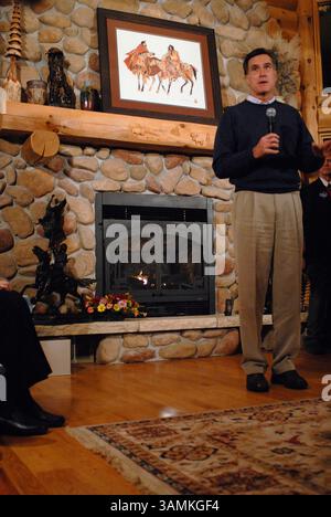 Mitt Romney, der durch Iowa kämpft. Stockfoto