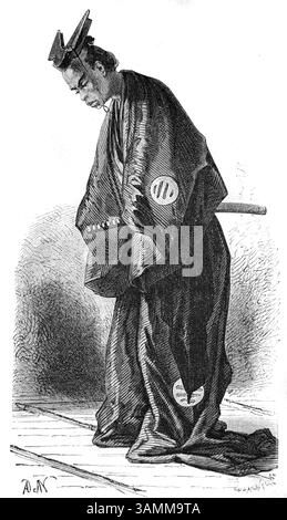 Prinz Tokugawa Yoshinobu (1837-1913) 15. Und letzter Shogun des Tokugawa Shogunats von Japan in zeremoniellen Hofkostümen. Vintage oder historische Gravur oder Illustration 1866 Stockfoto