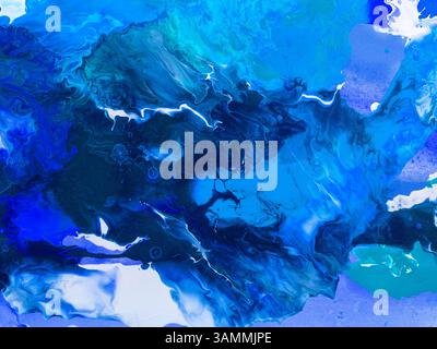 Abstraktes Bild mit blauer Maltextur, Acrylmalerei. Сreative handgemalter Hintergrund. Geeignet für kreative Designprojekte, Poster und Web Stockfoto