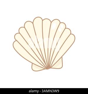 Niedliche cremefarbene Muschel in einem weichen, flachen Stil. Minimalistisches Sommerelement für Strandmotive oder Dekorationen. Stock Vektor
