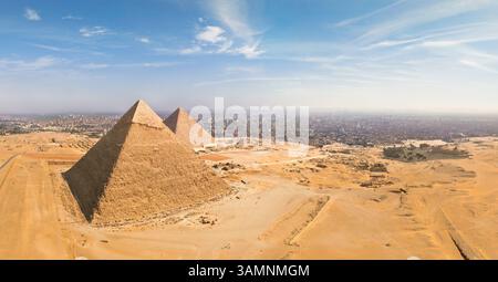 Luftaufnahme der Großen Pyramiden von Gizeh in Ägypten Stockfoto