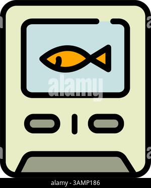 Farbsymbol für Fischfinder. Echolot. Tiefenmesser. Fischsuche. Digitales Fischsucher-Vektorsymbol für Webdesign isoliert auf weißem Hintergrund Stock Vektor