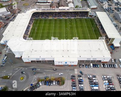 Luftbild des Halliwell Jones Stadions in Warrington, Großbritannien Stockfoto