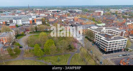 Panoramaaufnahme von Warrington Town in Großbritannien Stockfoto