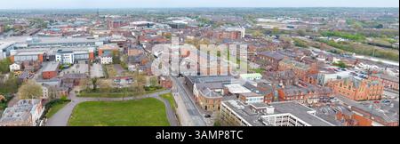 Panoramaaufnahme von Warrington Town in Großbritannien Stockfoto