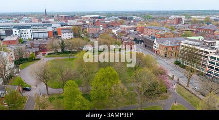 Panoramaaufnahme von Warrington Town in Großbritannien Stockfoto