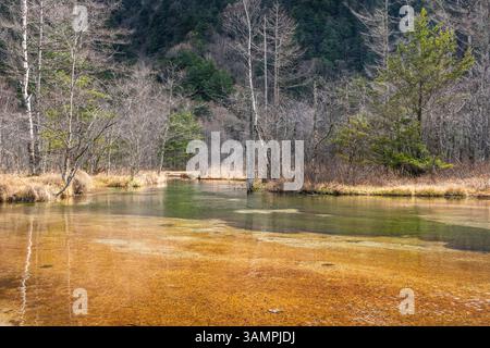 Kamikōchi im Winter, Präfektur Gifu, Japan. Stockfoto