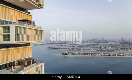 Blick aus der Vogelperspektive auf Atlantis The Royal, Hotel, Palm Jumeirah, Dubai, Vereinigte Arabische Emirate. Stockfoto