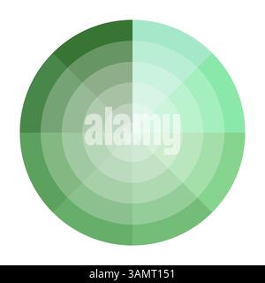 Diagramm mit grünem Kreis. Abstraktes Radarsymbol. Runder Vektordiagramm. Abbildung des Sektorbereichs. Stock Vektor