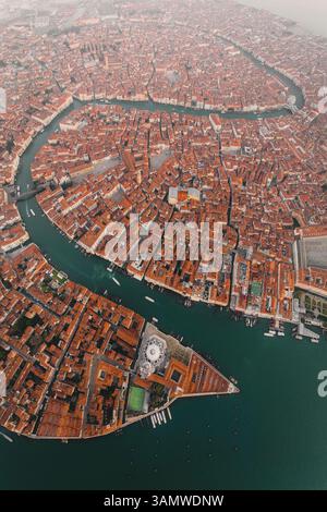 Panoramablick auf den Canal Grande, Venedig, Italien. Stockfoto