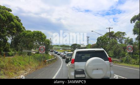 Stau auf dem Princess Highway in die Küstenstadt Ulladulla, Australien Stockfoto