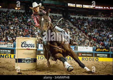 Dezember 2013 - Las Vegas, Nevada, U.. S - Barrel Racer - MARY WALKER, Ennis, Texas. Aktueller NFR-Stand nach Leistung Nr. 9 – 2. (Kreditbild: © Janet Kotwas/ZUMAPRESS.com) Stockfoto