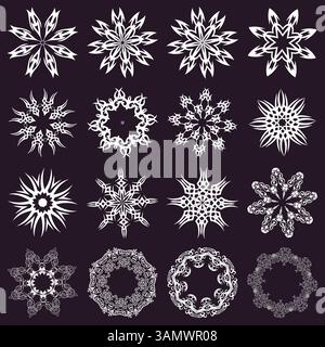 Symbolset aus Blumen, isoliert auf weißem Hintergrund Stock Vektor