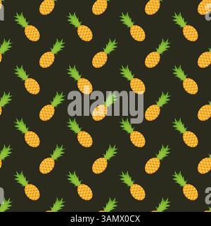 Hintergrund mit nahtlosem Muster für Ananas und Herzen Stock Vektor
