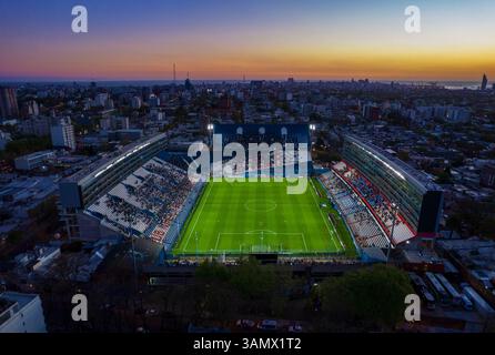 Luftaufnahme des Fußballstadions Nacional de Football, Montevideo, Uruguay. Stockfoto