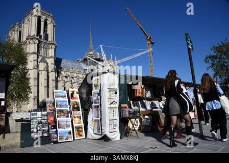 Paris, Frankreich. April 2025. Illustration von Notre Dame de Paris, Wiedereröffnung für pariser und Touristen. In Paris, Frankreich am 12. April 2025 Foto: Alain Apaydin/ABACAPRESS. COM Credit: Abaca Press/Alamy Live News Stockfoto