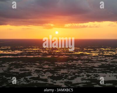 Luftaufnahme der Everglades mit Sawgrass, Coral Springs, Florida, USA. Stockfoto