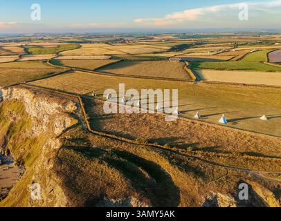 Luftaufnahme von Bedruthan Carnewas, Cornwall, Großbritannien. Stockfoto