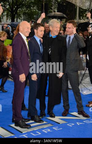 12. Mai 2014 - London, Großbritannien - ACEPIXS.COM....May 12 2014, London....Sir Patrick Stewart, James McAvoy, Sir Ian McKellen und Michael Fassbender bei der britischen Premiere von X-Men: Days of Future Past am Odeon Leicester Square am 12. Mai 2014 in London (Credit Image: © Famous/Ace Pictures/ZUMAPRESS.com) Stockfoto
