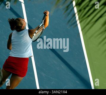 4. August 2005: Jennifer Russell aus den USA in Doppel-Action während des Acura Classic im La Costa Resort and Spa On in Carlsbad, Kalifornien. (Bild: © John Green/Cal Sport Media) Stockfoto