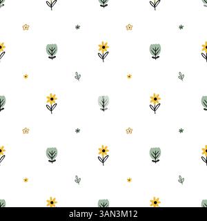 Nahtloses gelbes Blumenmuster für Kinder Stock Vektor