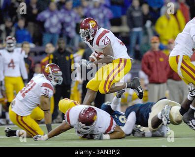 29. September 2007: Die Nummer 23 des USC Chauncey Washington spielt gegen die University of Washington Huskies in Seattle, WA. Husky Stadium..USC 27 bis UW 24...Steve Kajihiro/CSM (Kreditbild: © Steve Kajihiro/Cal Sport Media) Stockfoto