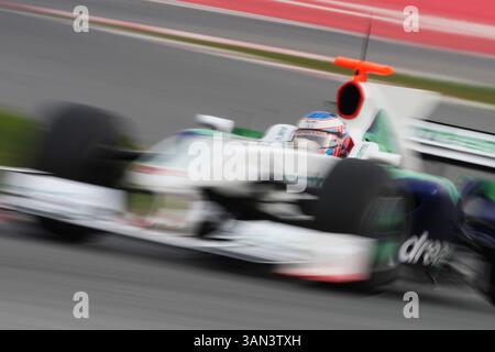 Jenson Button (GBR) Honda RA108...Formel-1-Tests, Tag 2, Barcelona, Spanien, 18. November 2008. Stockfoto