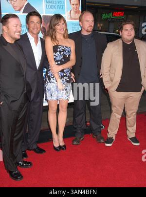 September 2009 – Los Angeles, Kalifornien, USA – Besetzung: Co-Regisseur, Co-Autor und Schauspieler RICKY GERVAIS, Schauspieler ROB LOWE, Schauspielerin JENNIFER GARNER, Schauspieler LOUIS C.K. und Schauspieler JONAH HILL bei der Premiere von „The Invention of Lügen“ in Los Angeles im Grauman's Chinese Theater, Hollywood (Bild: ZUMApress.com) Stockfoto