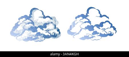 Papierwolken Objekt. Handgezeichnet. Nicht AI, Vektorillustration Stock Vektor