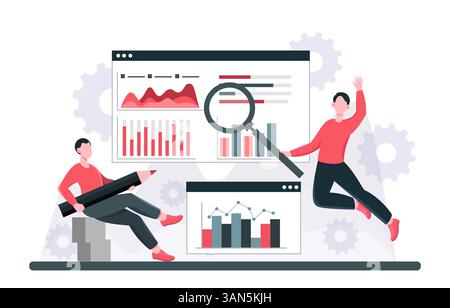 Business Analytics Data Visualization Scene. Vektorabbildung Stock Vektor