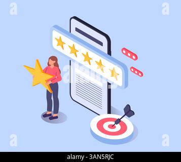 Bewertungskonzept der Kundenrezension. Vektorabbildung Stock Vektor