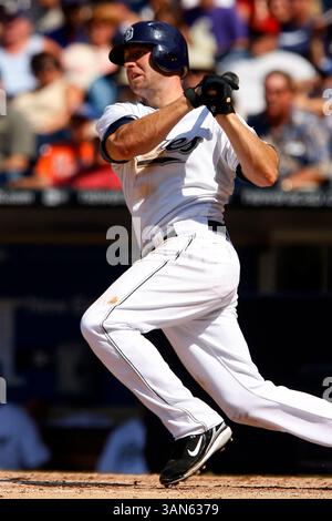 19. August 2007: San Diego Padres dritter Baseman Kevin Kouzmanoff #5 bei bat während eines Spiels gegen die Houston Astros im Petco Park in San Diego, Kalifornien. Die Padres besiegten die Astros mit 5:3. (Bild: © Jody Gomez/Cal Sport Media) Stockfoto