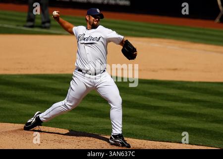 19. August 2007: San Diego Padres Pitcher Heath Bell Platz 21 während eines Spiels gegen die Houston Astros im Petco Park in San Diego, Kalifornien. Die Padres besiegten die Astros mit 5:3. (Bild: © Jody Gomez/Cal Sport Media) Stockfoto