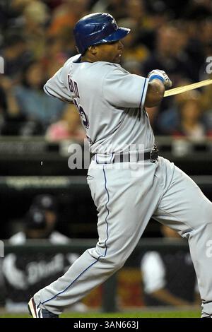 11. September 2007: Marlon Byrd #22 der Texas Rangers in Detroit, MI..Texas Rangers bricht seinen Schlägerfolger in Aktion, während Spiel 2 des Tag/Nacht-Doppelspiels am Dienstag Abend im Comerica Park, Detroit, Michigan... Detroit Tigers vs Texas Rangers. Foto Â Steve King / CSM. (Bild: © Steve King/Cal Sport Media) Stockfoto