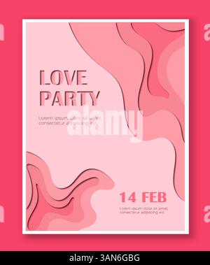 Love Party Poster mit Papierform. Vektorabbildung Stock Vektor